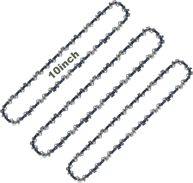 CaeyBrye 10 Inch Chainsaw Chain Replacement- 3 Chains for 10 Inch Mini Chainsaw with 40 Drive Links, Compatible with Cordless Electric Battery Powered Handheld Chainsaws - Image 1